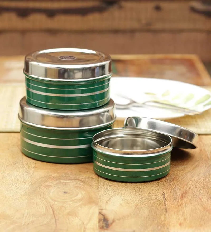 stainless steel round canisters with hinges (coloured storage