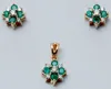 Round Green Emerald Designer Stud Earrings Pendant Set