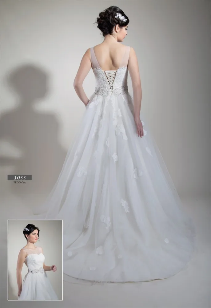 Wedding Dress Beaded And Stone Embroidered Belt Ribbon Tied Back