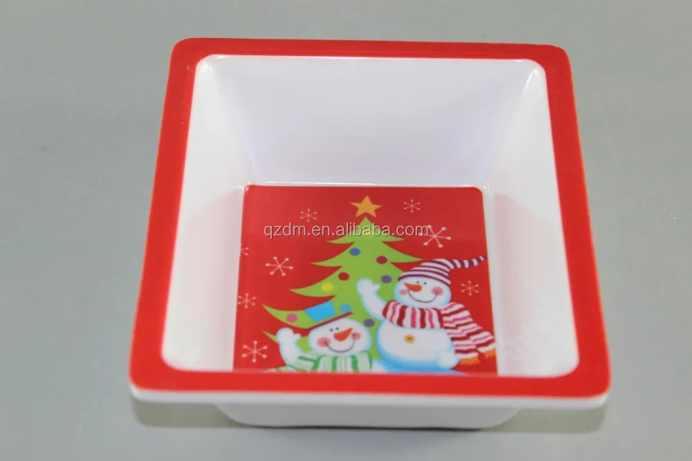 Square Melamine Chip And Dip Bowl For Christmas Party Ware