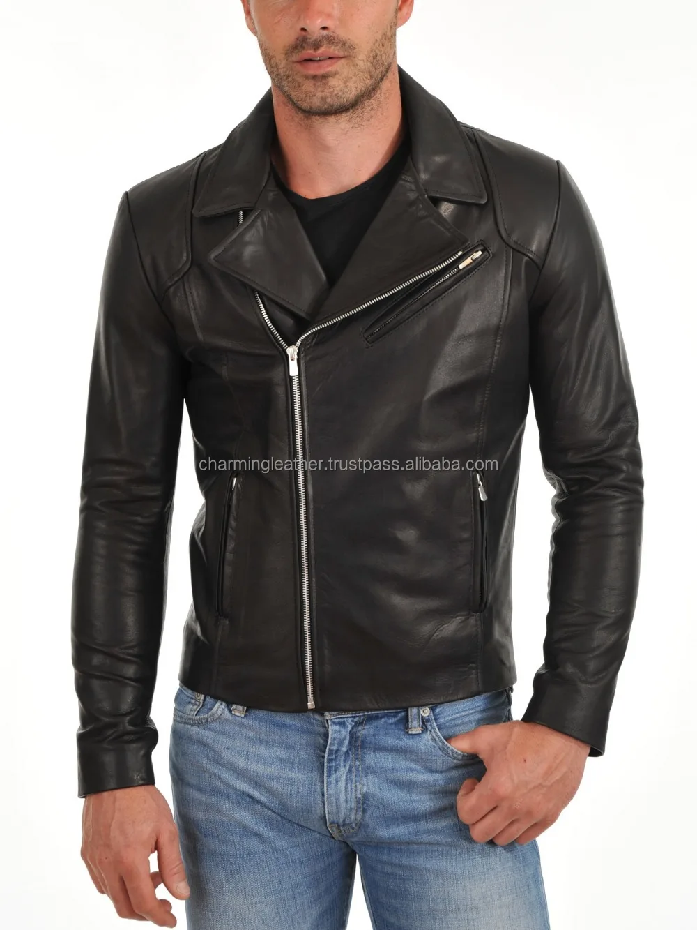 2015 Fashion Men Leather Pu Genuine Cheap Faux Men Leather Jacket With ...