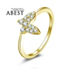 Tiny Butterfly With Bling CZ 10K Yellow Gold Micro Pave Setting Simple Wedding Ring Lady's Fashion Jewelry Ring