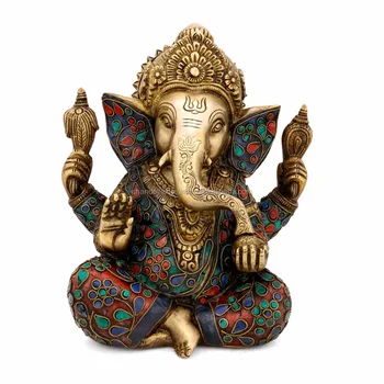 Ganesha Statue Hindu God Elephant Lord Scrown Taj Ganesha Brass Statue ...