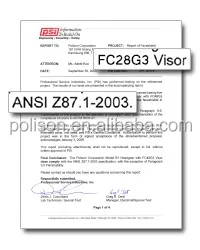 FC28G3 Face Shield Visor Certifications