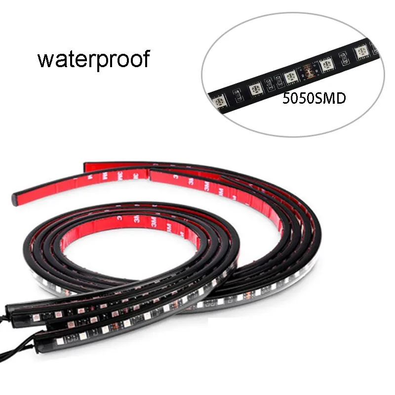 Super Bright Waterproof LED Undercar Underbody Underglow Kit Neon Strip Under Car Body Glow Lights with music Remote