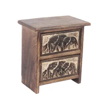 Small Wooden Chest Of 2 Drawers Keepsake Storage Box Organizer