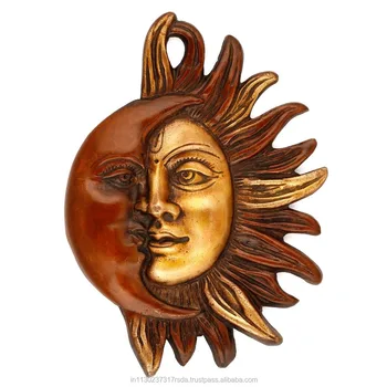 Sun And Moon Wall Art sun moon half face wall hanging metal brass plate religious decor Sun And Moon Wall Art sun moon half face wall hanging metal brass plate religious decor