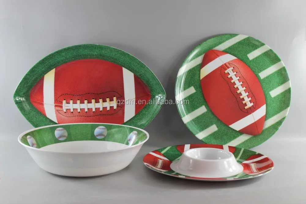 Rugby Football Print Melamine Tableware Set For Family