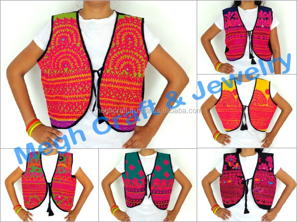 Backless Mirror Work Top Hippie Gypsy Gujarati Gamthi Blouse-Kutch Embroidery-Rabari Work Banjara Bohemian Women/'s Long Navratri Blouse