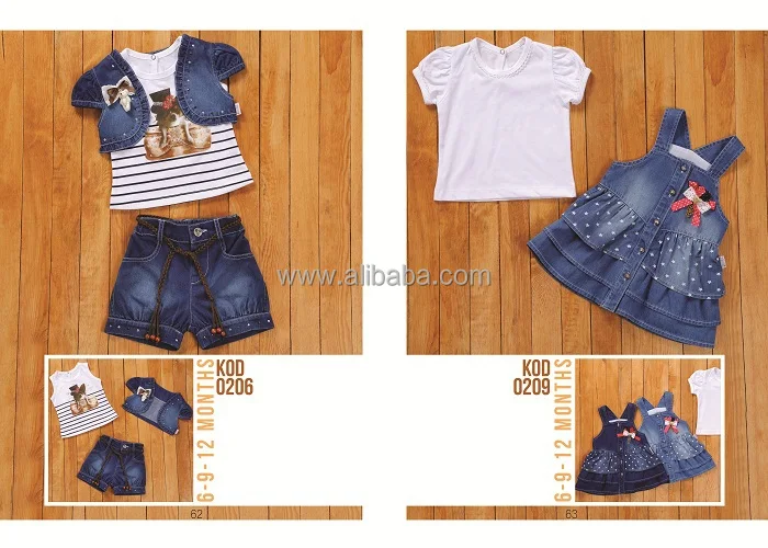 3 Pcs Set Denim Shirred Pendek Dengan Bolero Dan Dicetak Baju