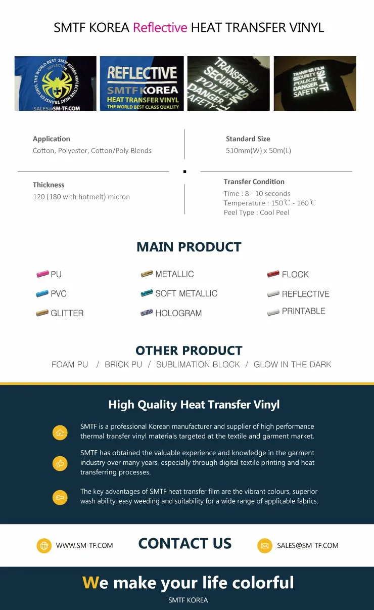 Smtf Reflective Htv Heat Transfer Vinyl For Garments And Easy Weeding