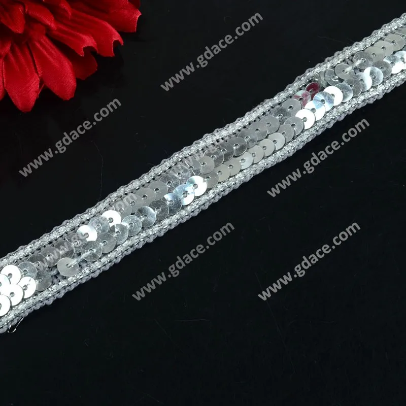 Silver Sequin Trimming Bridal Lace Trims China