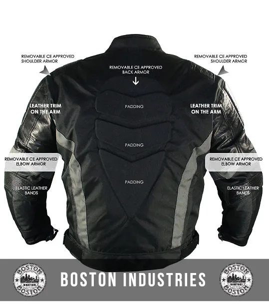 High Visibility Mens Gun Metal Jacket Armored Motorcycle Jacket