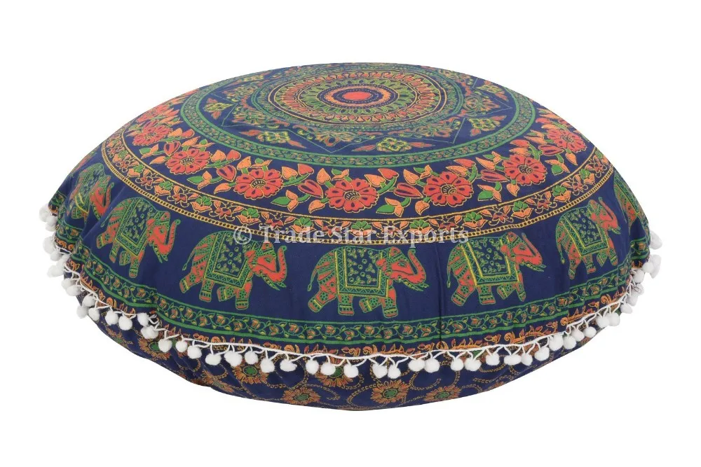 Large Mandala Tapestry Floor Pillows Cotton Round Cushion Cover Ottoman