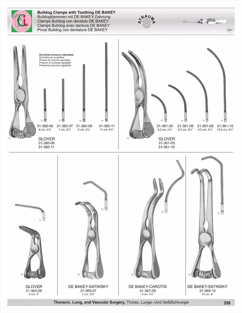 Vascular Clamps With Toothing Debakey & Castaneda Vascular Clamps With