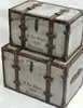 Retro box can be wholesale large canvas printing storage box vantage wooden trunk set of 2
