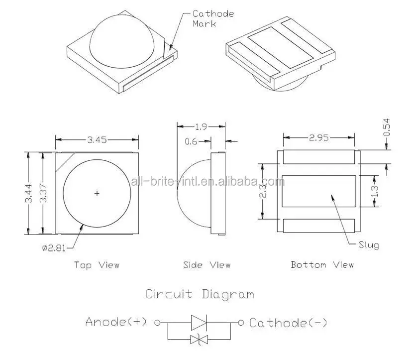 3535 3 Watt 3w Pc Amber High Power Led Datasheet With Bridgelux Chip