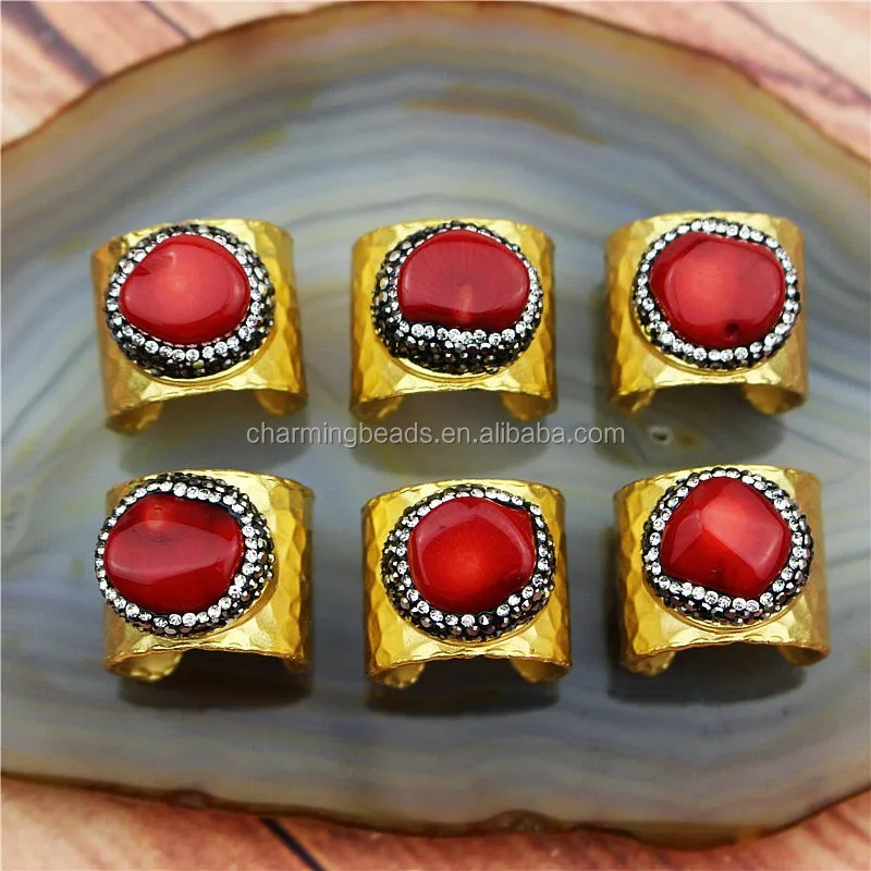 CH-MAR0090 Fashion Natural big freshwater pearl jewelry ring,Rhinestone pearl adjustable rings,pave crystal pearl ring wholesale
