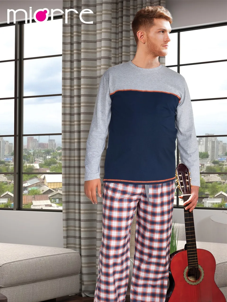 Miorre Men's Sleepwear Cotton Short Sleeve Capri Pajamas Set Buy Men's Pajamas,Pajamas Men