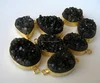 Black Color Sugar Agate Bezel Setting Loop 22 Ct Gold Plated Connectors