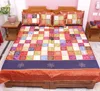 Indian Vintage 100 % Silk Bedsheet Embroidery Associated Patch Work Jaipuri Bedspread Bed Cover Throw Blanket