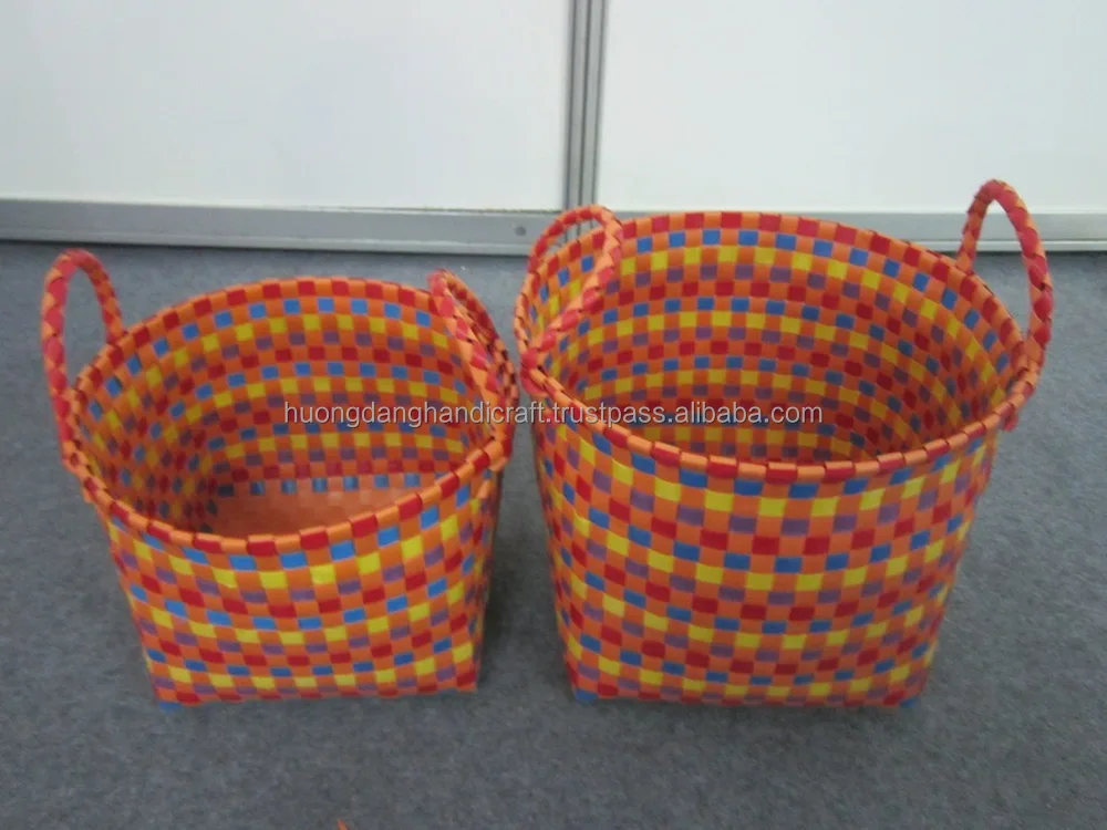 New Hot Sale Storage Woven Plastic Basket/wholesale Bulk Handmade