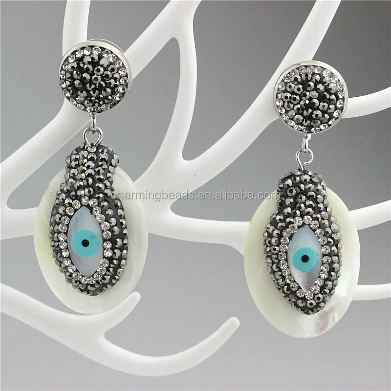 CH-ZSE0194 fashion stone diamond earring,wholesale gemstone jade stud earring,handmade pave crystal pearl stud earring jewelry
