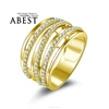 Fashion Lines Band Ring 10K Yellow Gold Micro Pave Setting Simple Wedding Ring Lady's Fashion Jewelry Ring