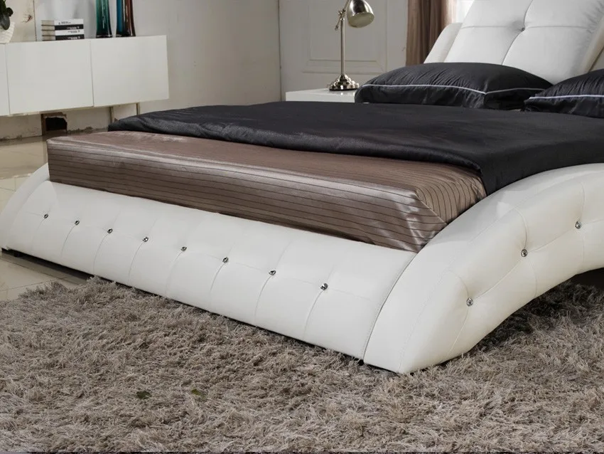White Latest Leather Double Bed Design Furniture With Crystal C310 Buy Latest Double Bed