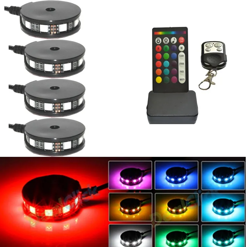 Kit Lumière LED RGB 18 Couleurs Pour Moto, VTT, Voiture - 4 Bandes, 36 LED, Télécommande Sans Fil