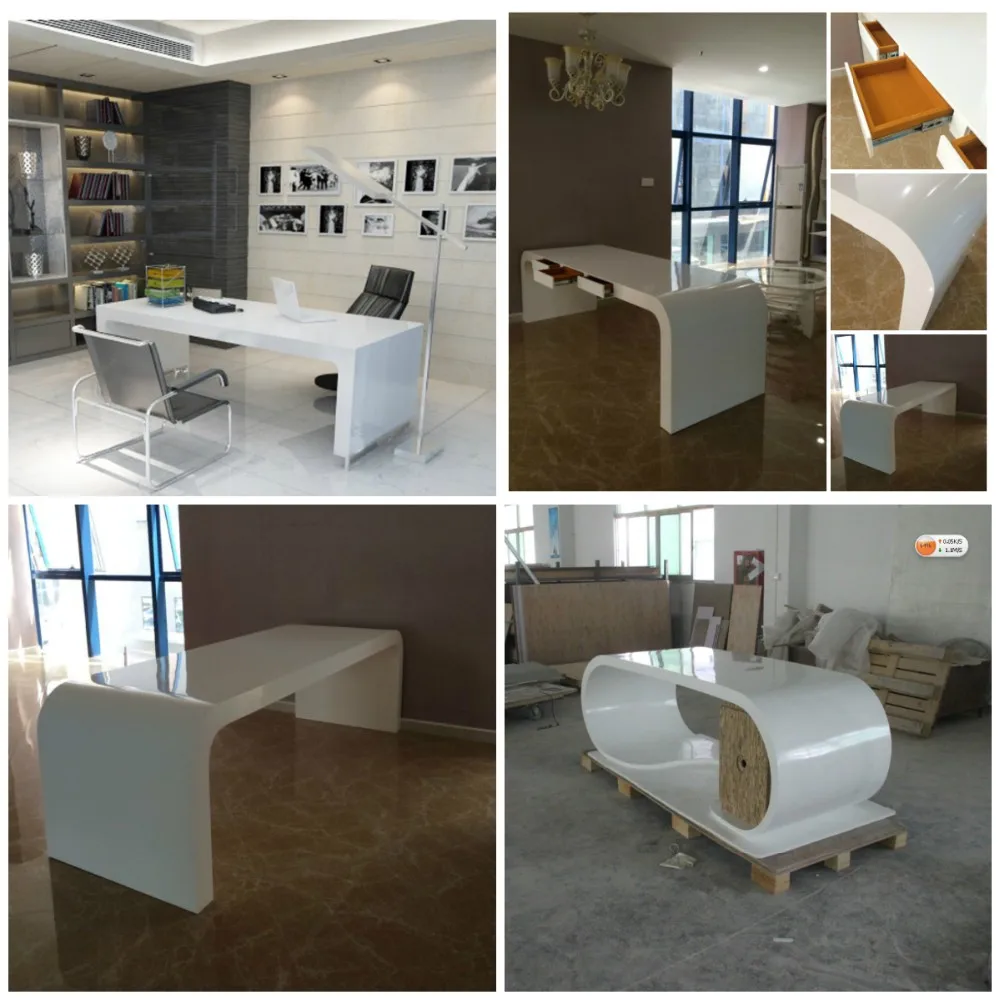 Corian Marble Office Furniture 10 Feet Fancy High Gloss Office