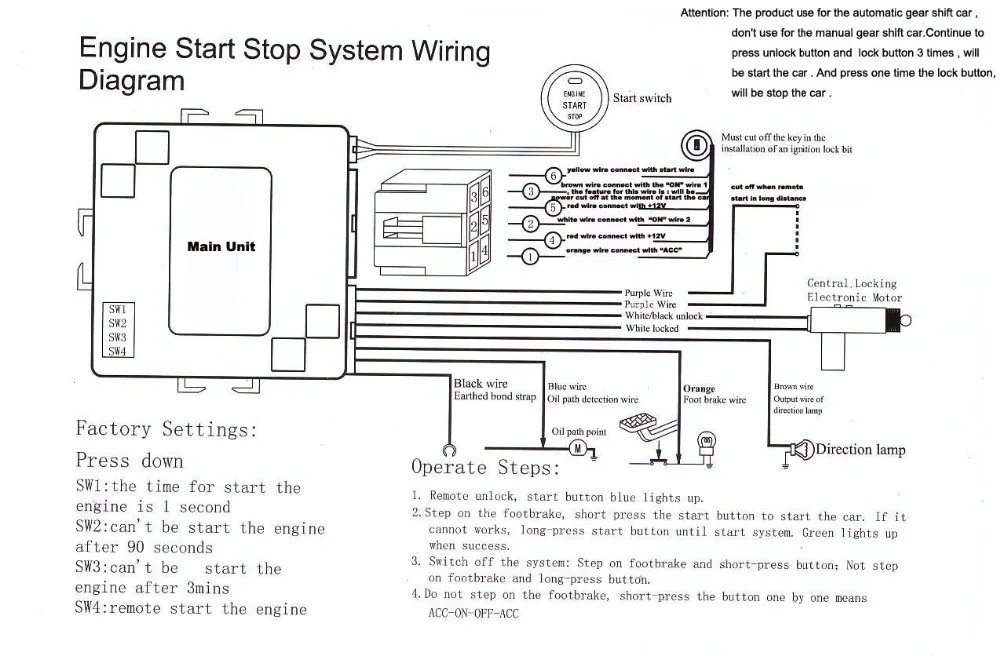 Stop System With Dc 12v Push Button Switch Remote Start In