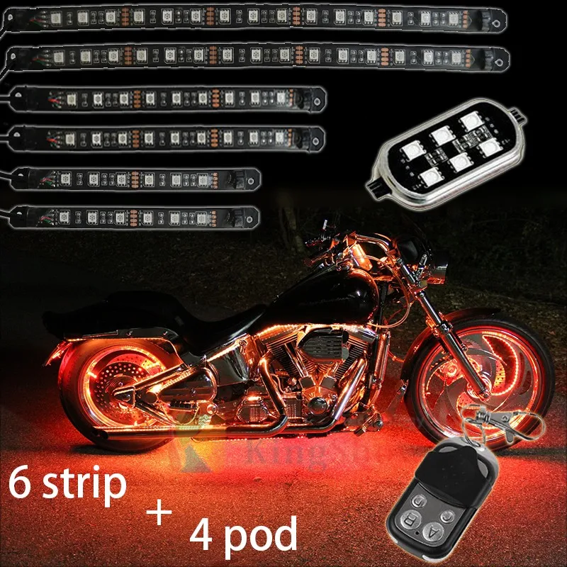 Durable 12v All Color SMD5050 Flexible Led Strips Cruisers Motorcycles led lights 15 Color Kit with remote controller