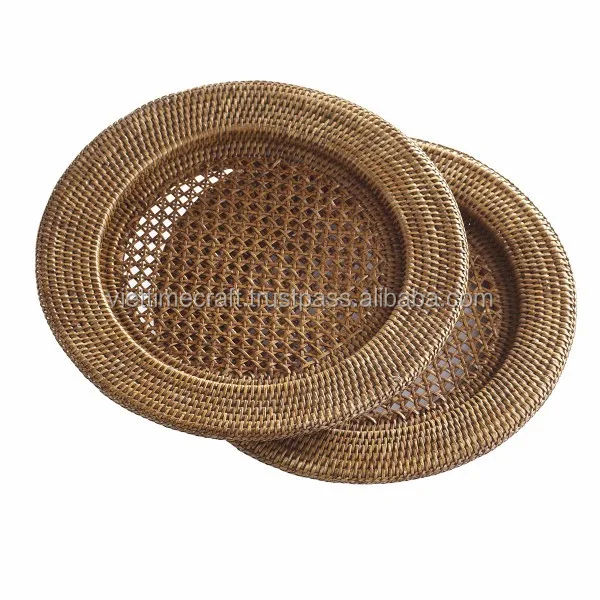 2016 Cheap Wedding Rattan Charger Plates Wholesale,Set Of 6 Chargers