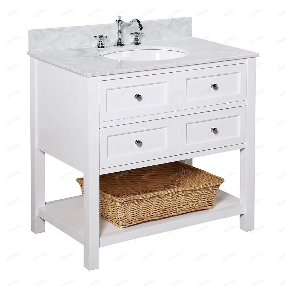 36 Inch Lowes White Modern Bathroom Vanity Combo With Ceramic Sink