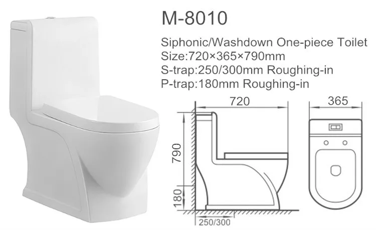 Siphonic ceramic one piece white porcelain toilet