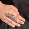 Pave Diamond Knuckle Ring Gemstone Full Finger Armor Ring Jewelry