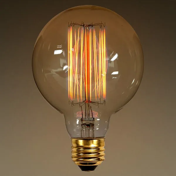2016 hot sale e26 e27 round glass tungsten filament edison bulb
