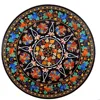 Black Marble Micro Mosaic Inlay Coffee Table Top Stone Inlaid Round Table Top