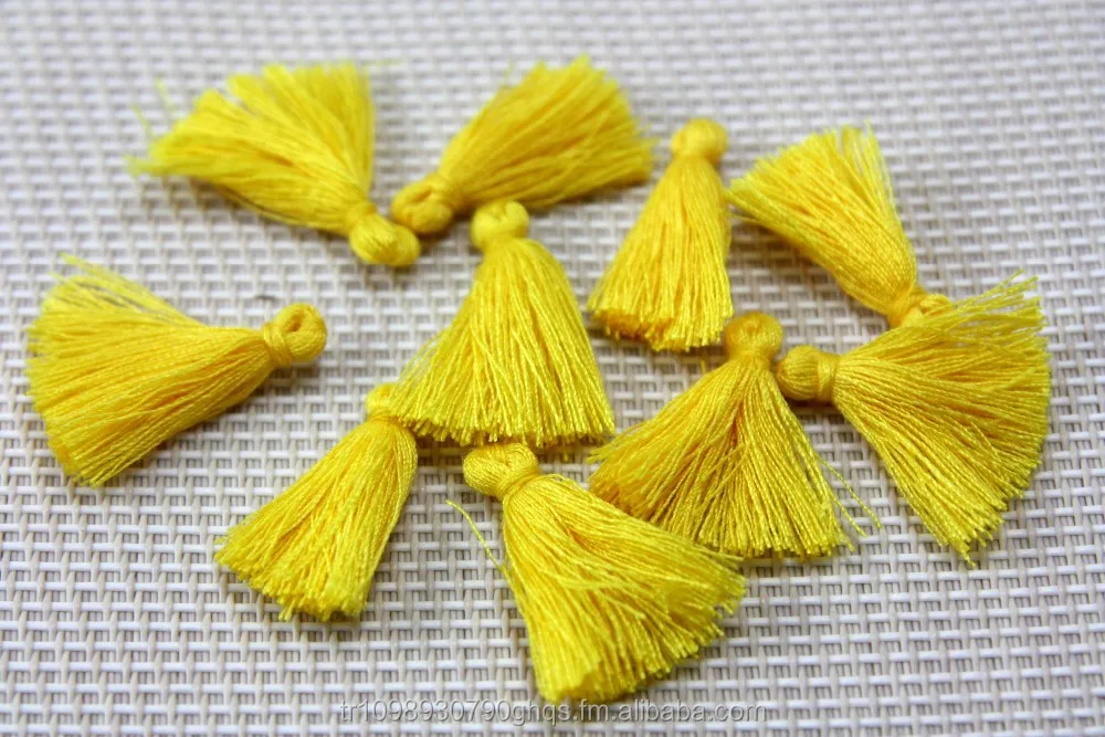 Mini Tassels, 2,5cm Cotton Tassels, Tiny Short Cotton Tassels, Yellow Cotton Tassel, Handmade Mini Tassels, Mini Cotton Tassle