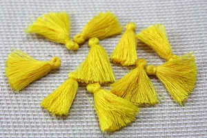 Mini Tassels, 2,5cm Cotton Tassels, Tiny Short Cotton Tassels, Yellow Cotton Tassel, Handmade Mini Tassels, Mini Cotton Tassle