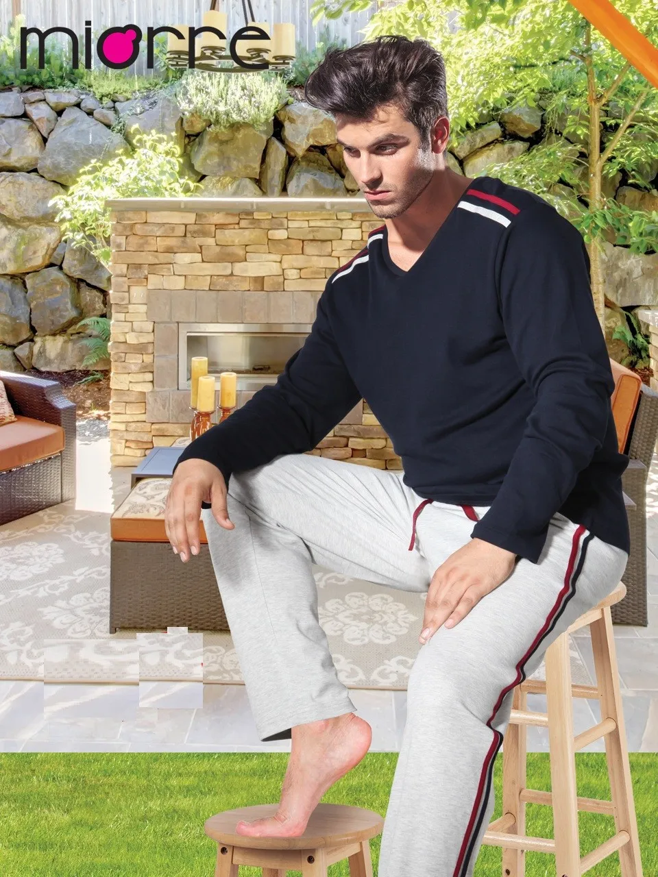 Miorre Men's Sleepwear Cotton Short Sleeve Capri Pajamas Set Buy Men