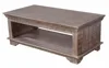 Indian Solid Wood Double Top White Distress Finish Square End Table Coffee Table with Saw Mark Manufacturer Wholesale Supplier