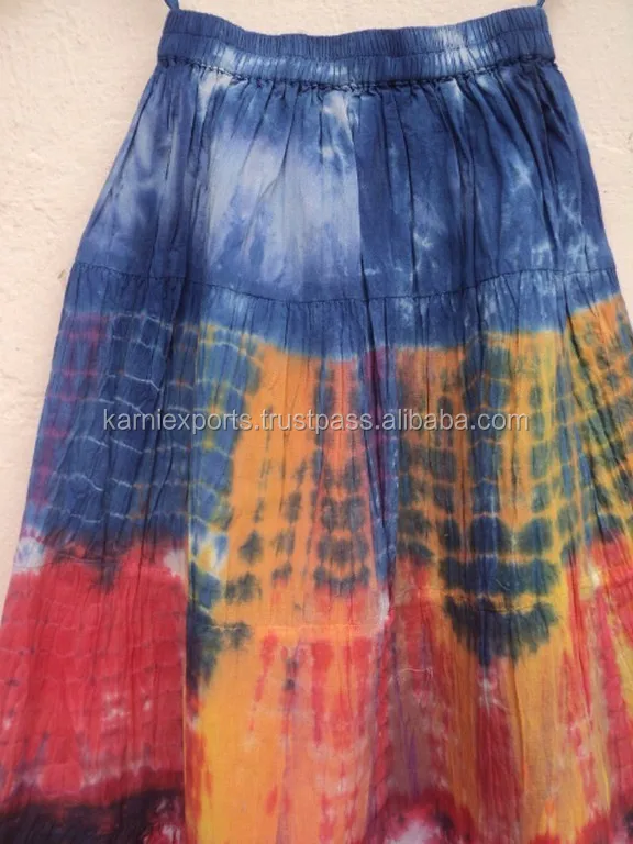 Brown Tie Dye TLB Kaleidoscope Tie Dye Wrap Long Skirt L:40; W:Wrap Around Style 3292 