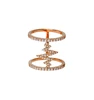 18k Solid Rose Gold Pave Diamond Double Bands Connected Shockwave Ring Wholesale Pink Gold Diamond Jewelry Manufacturer
