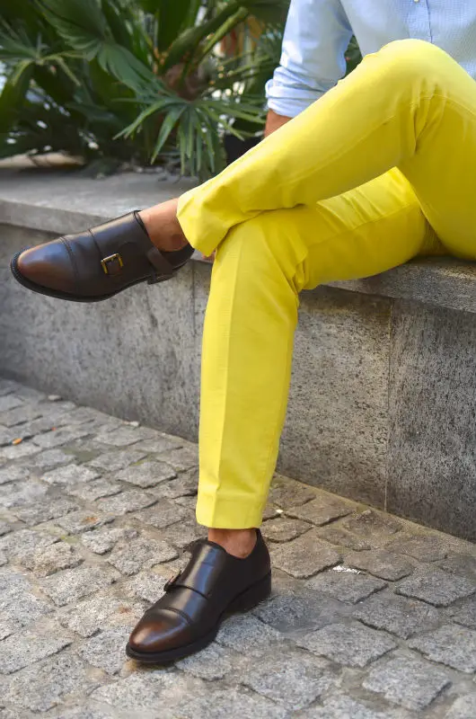 yellow chinos mens
