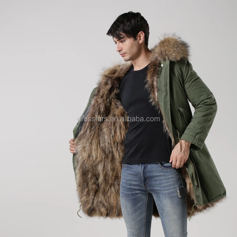 2015 Fashion Men Fur Parka With Real Fox Fur Lining Parka ...
