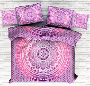 Indian New Pink Ombre Mandala Duvet Cover With Pillow Cover Queen