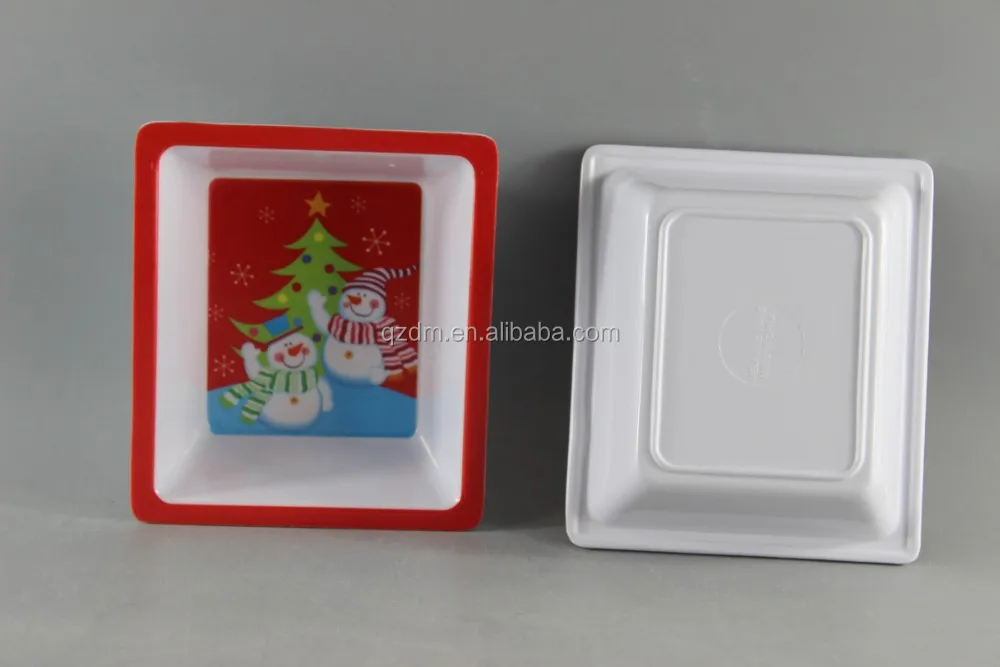 Square Melamine Chip And Dip Bowl For Christmas Party Ware