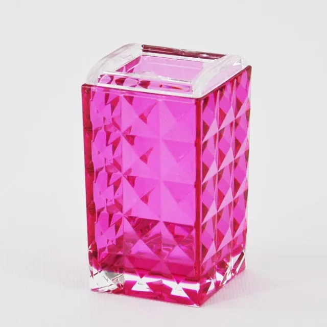 Acrylic Diamond Pattern Pink Bathroom Accessory Set Buy Pink Bathroom Accessory Set,Acrylic